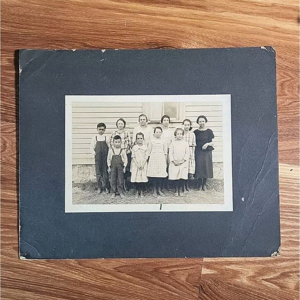 Vintage Photograph Group Portrait Children Boys Girls School 1920s Teacher